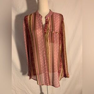 Kut From the Kloth Semi Sheer button-down Blouse - Pink Patterned Stripe